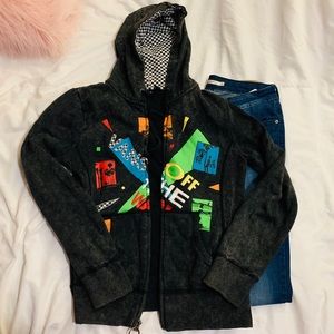 Vans retro acid wash colorful checkered hoodie Med